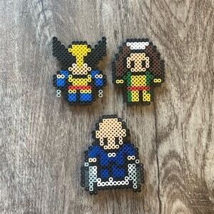 X Men Marvel Magnet LOT handmade perler beads Professor X Rogue Wolverine